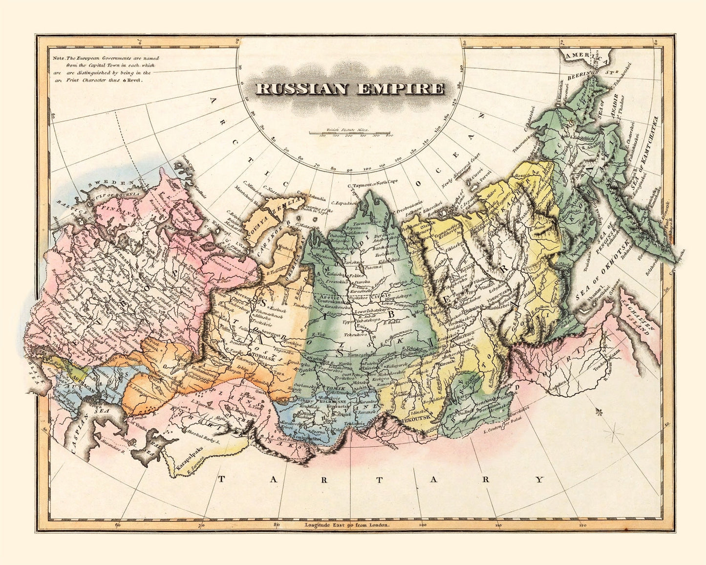 Vintage Map of Russia 1823