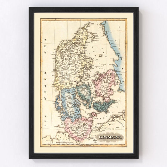Vintage Map of Denmark 1823