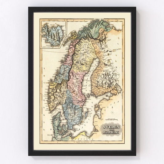 Vintage Map of Norway 1823