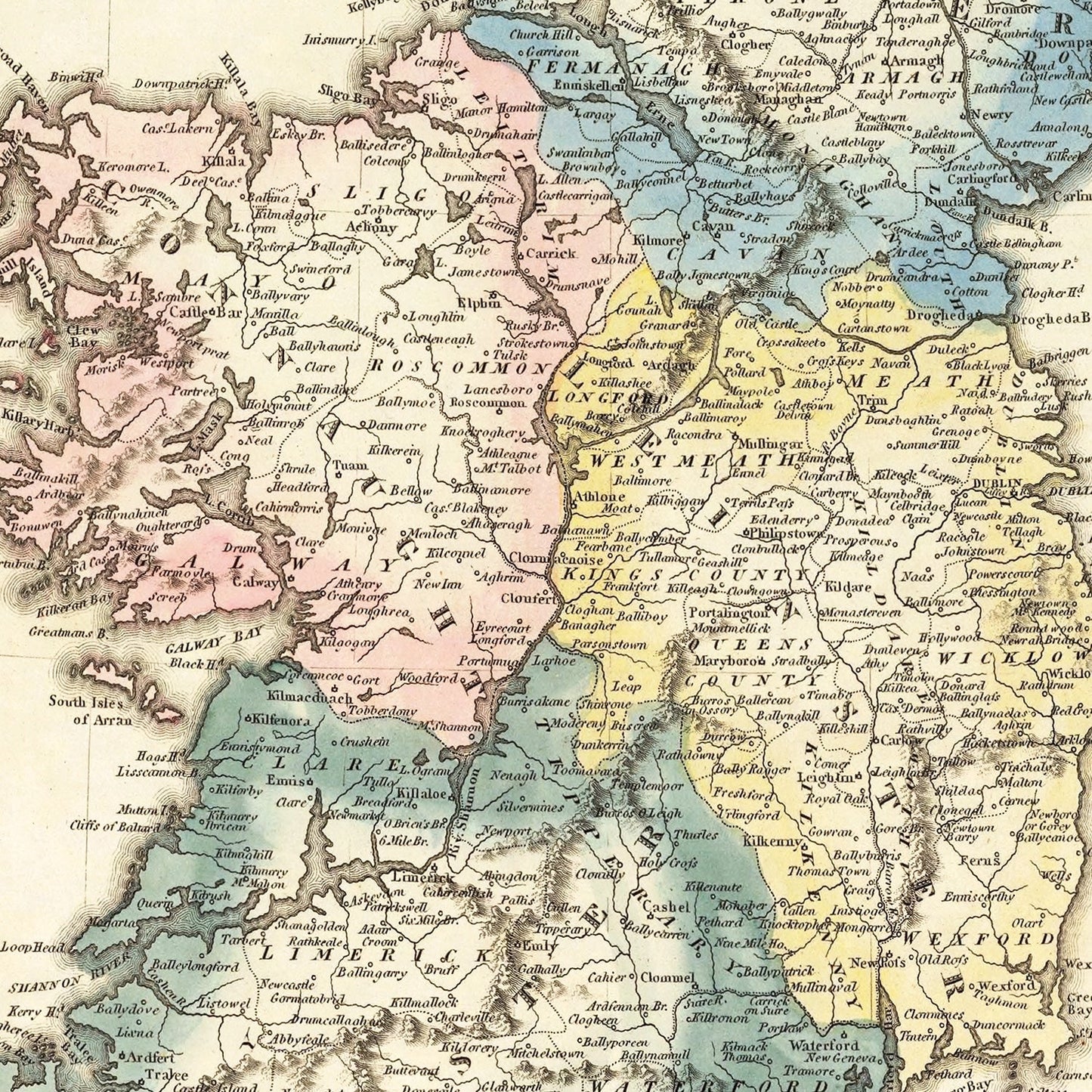 Vintage Map of Ireland 1823