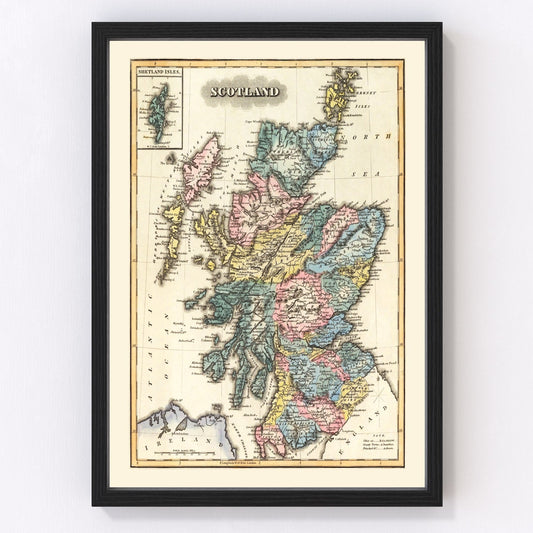 Vintage Map of Scotland 1823