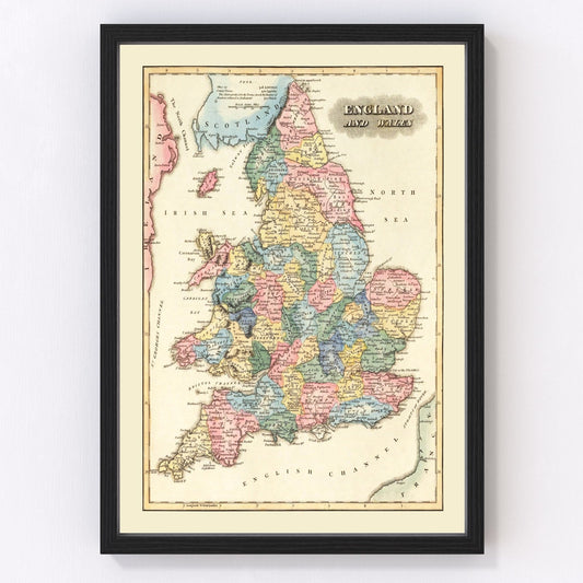 Vintage Map of England 1823