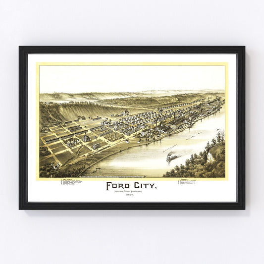 Vintage Map of Ford City, Pennsylvania 1896