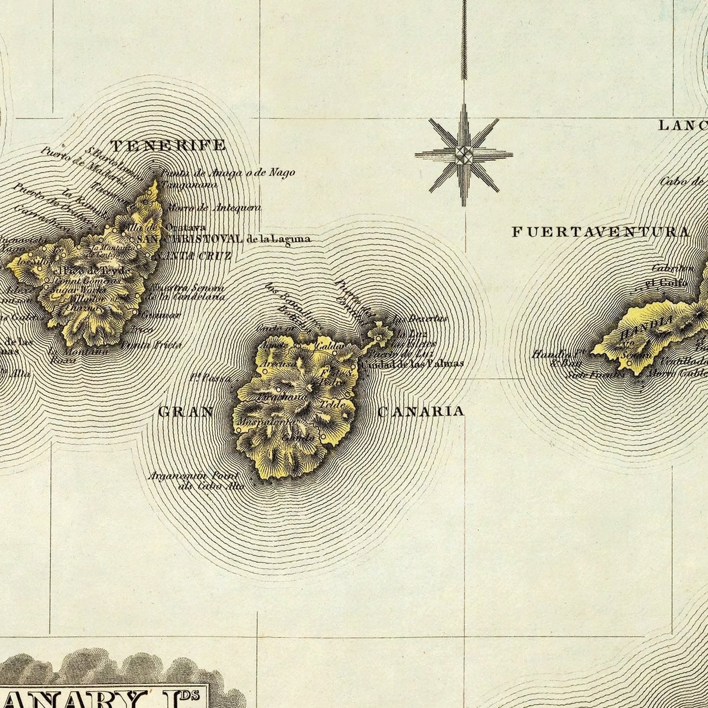 Vintage Map of Canary Islands, 1823