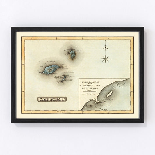 Vintage Map of Madeira Islands, 1823