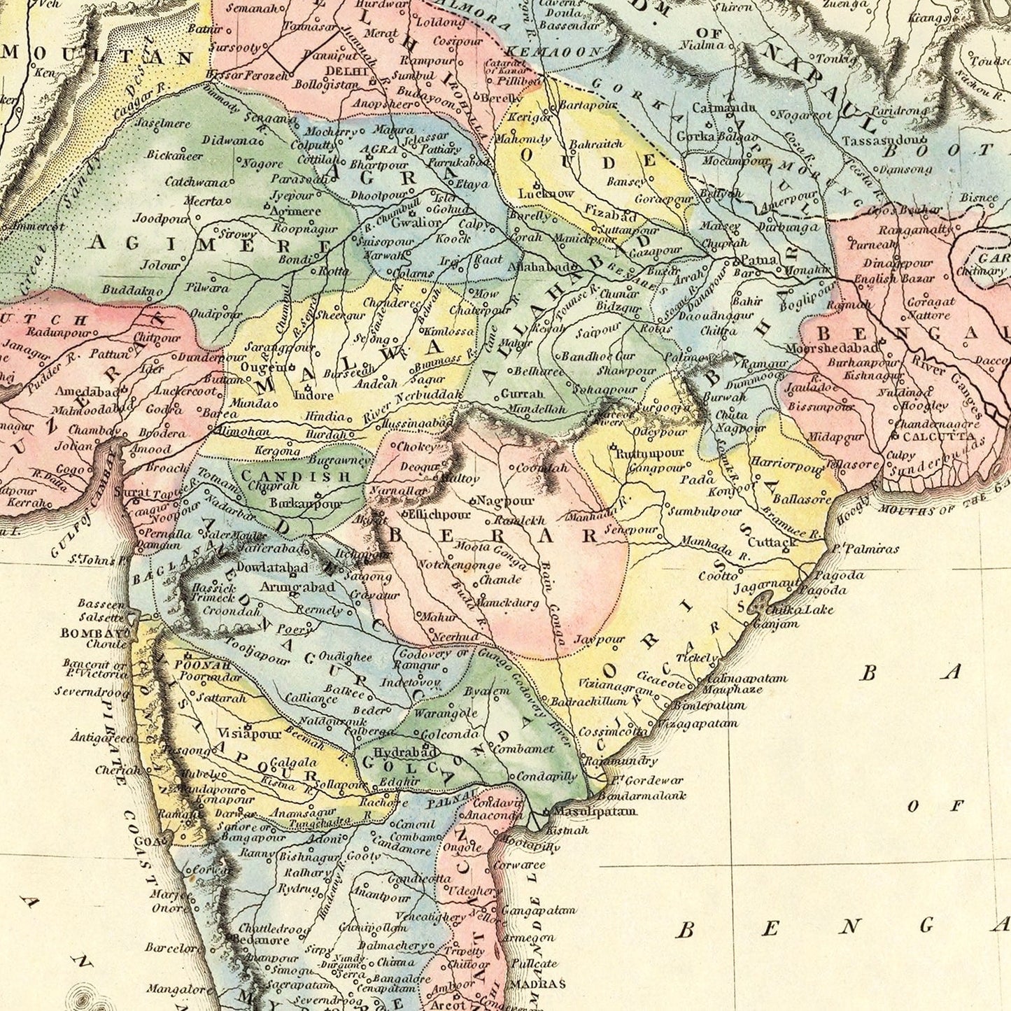 Vintage Map of India 1823
