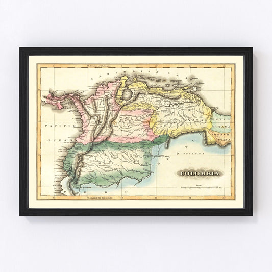 Vintage Map of Colombia 1823