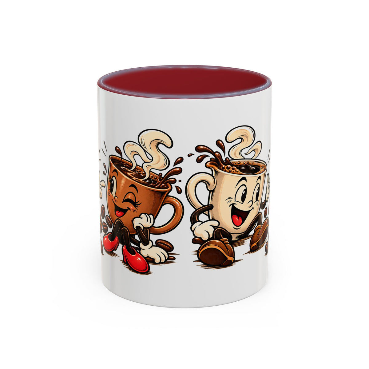 Coffee Cartoon Mug — Cute Dancing Coffee Cups Accent Mug