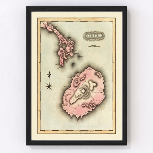 Vintage Map of Nevis, 1823