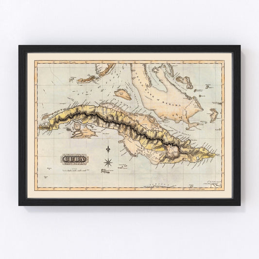 Vintage Map of Cuba 1823