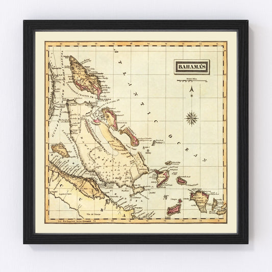 Vintage Map of Bahamas 1823