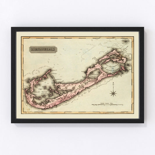 Vintage Map of Bermuda, 1823