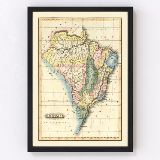 Vintage Map of Brazil 1823