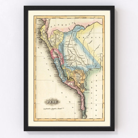 Vintage Map of Peru 1823