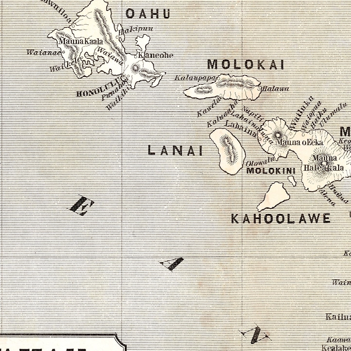 Vintage Map of Hawaii 1848