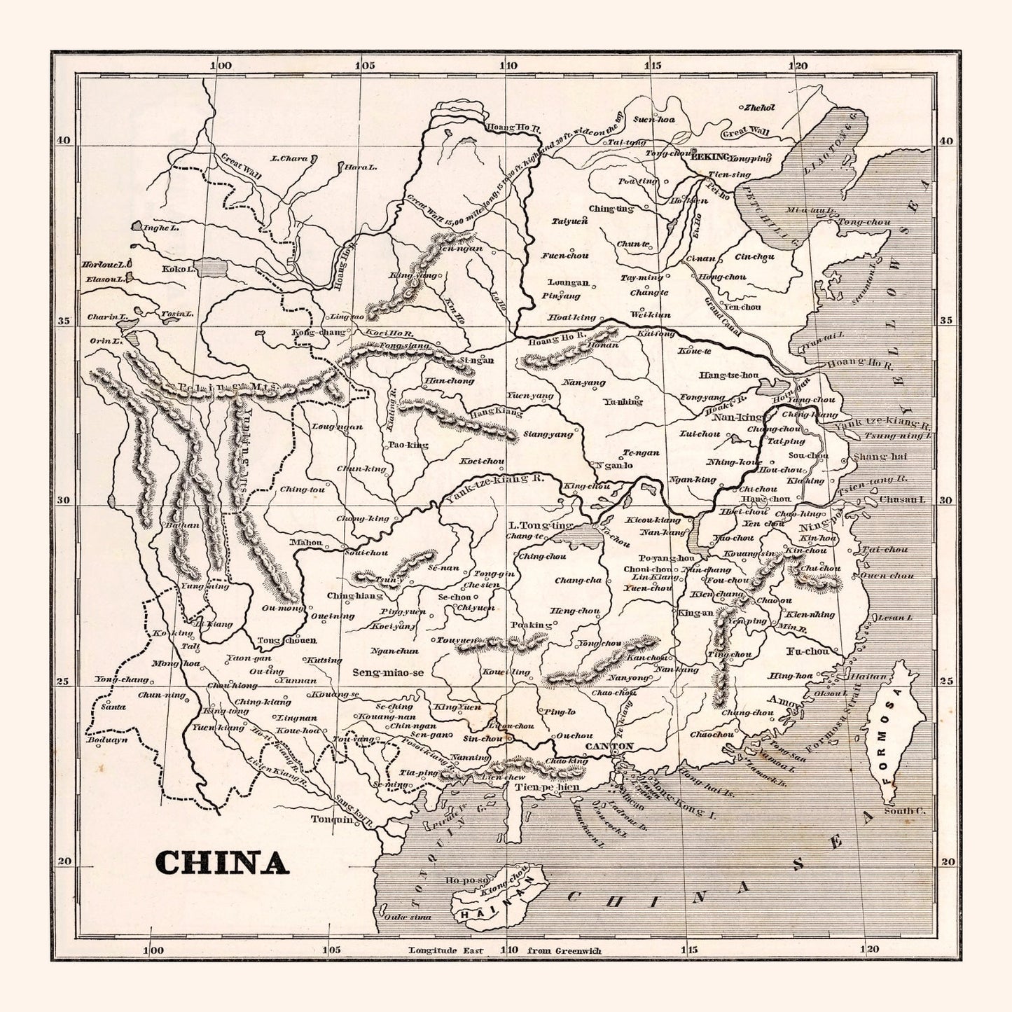 Vintage Map of China 1848