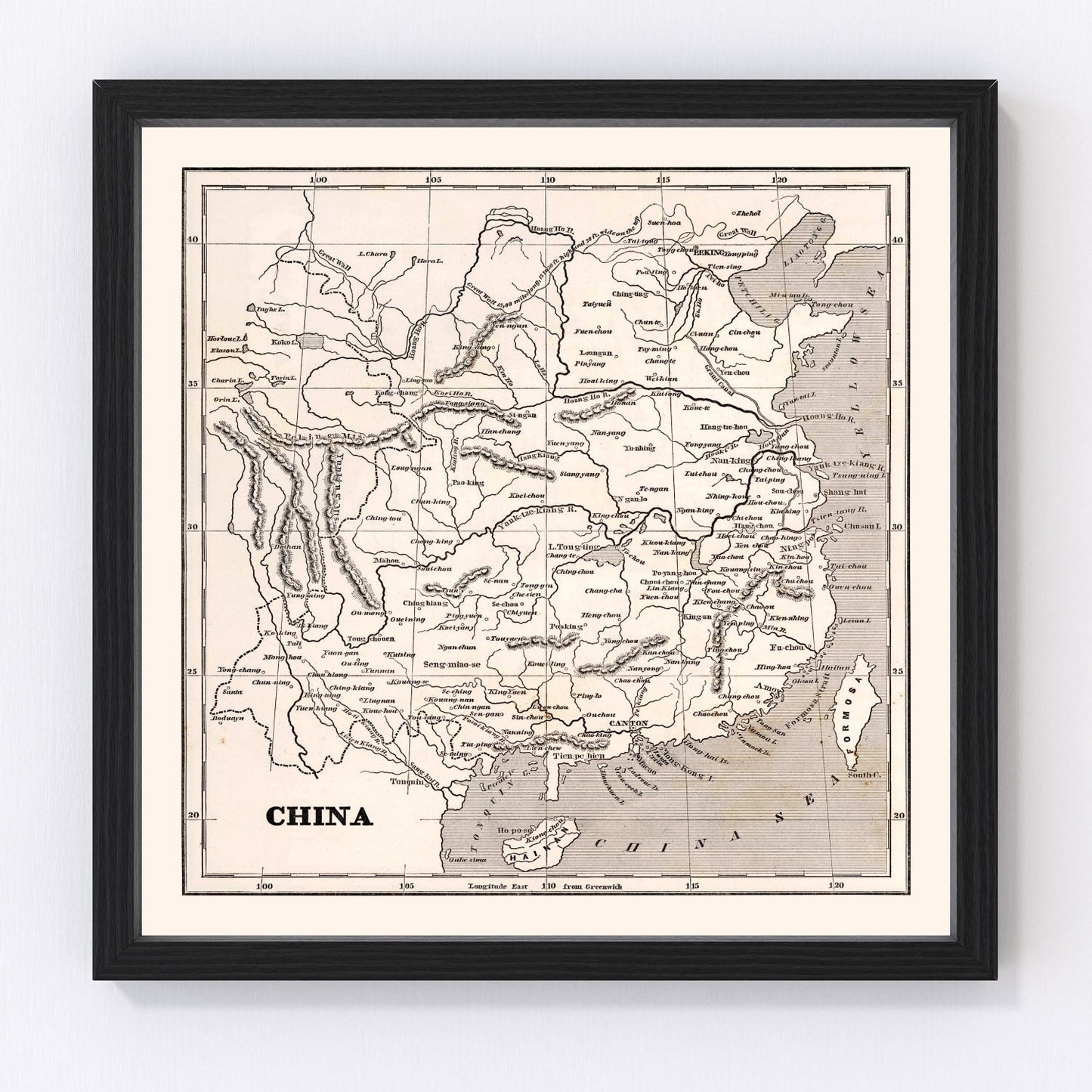 Vintage Map of China 1848