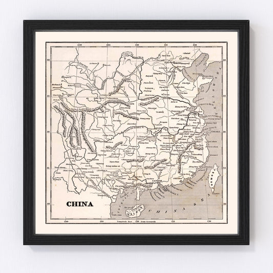 Vintage Map of China 1848