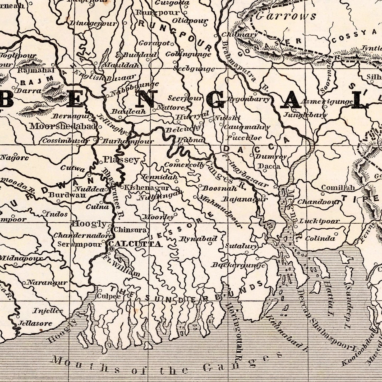 Vintage Map of Bengal, 1848