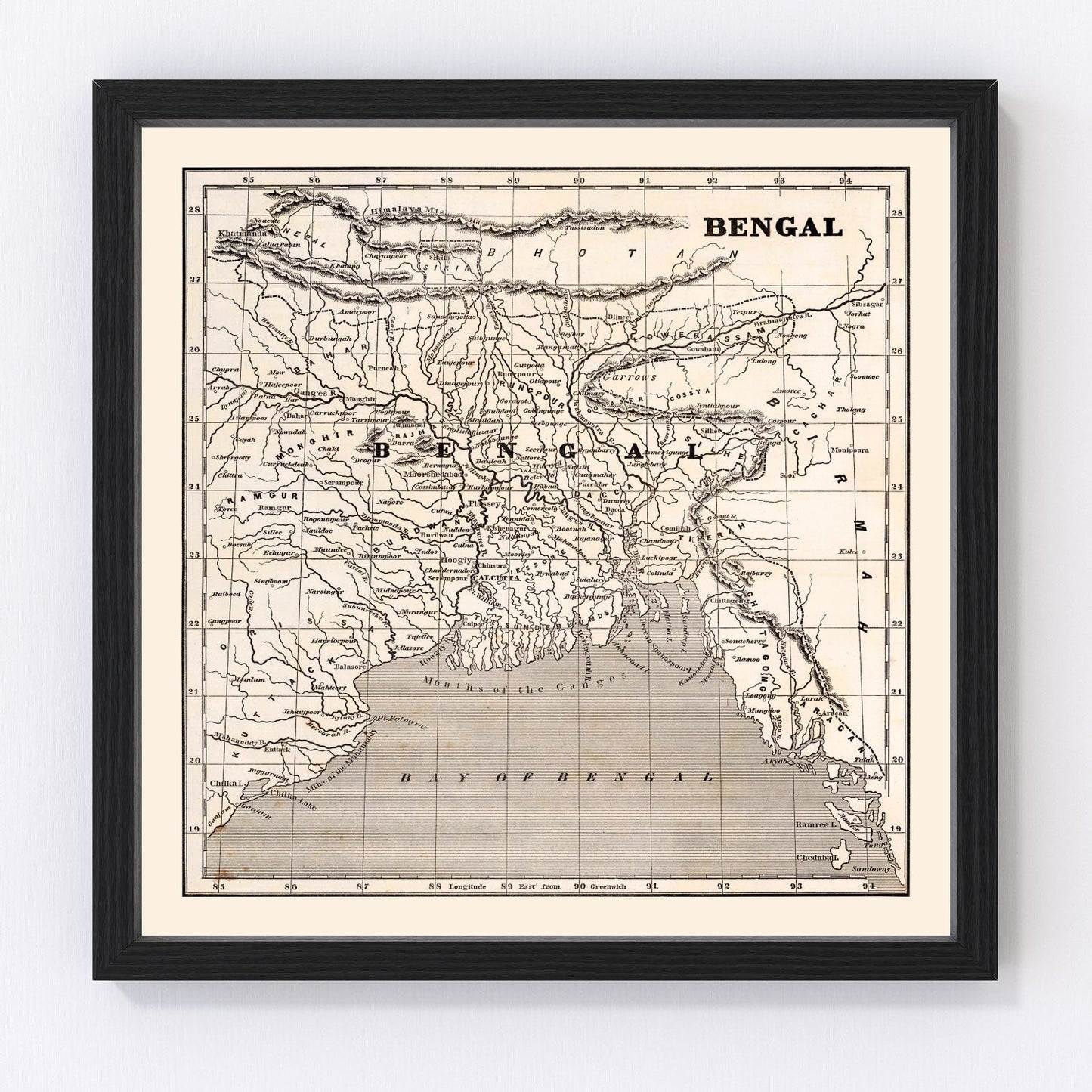 Vintage Map of Bengal, 1848