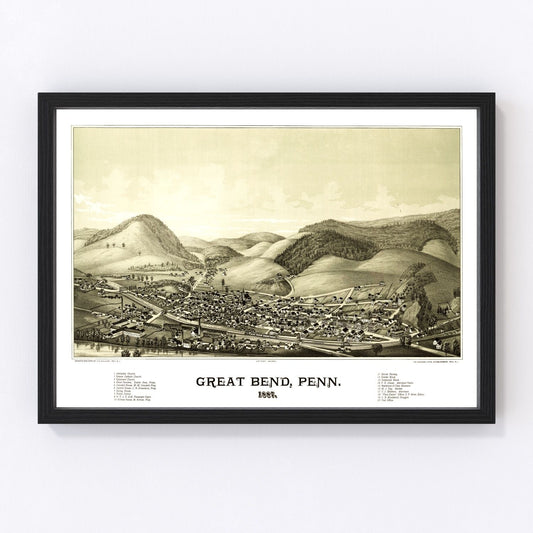 Vintage Map of Great Bend, Pennsylvania 1887