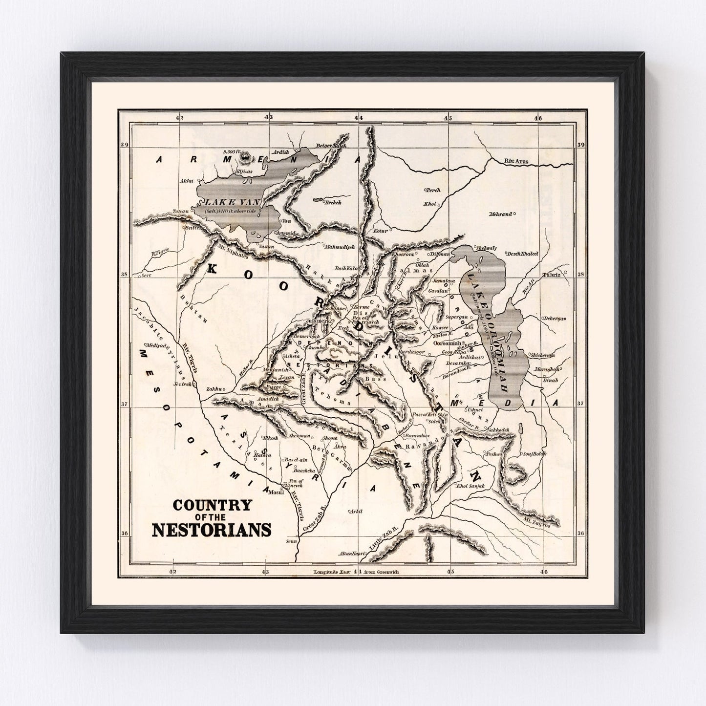 Vintage Map of Country of the Nestorians, 1848