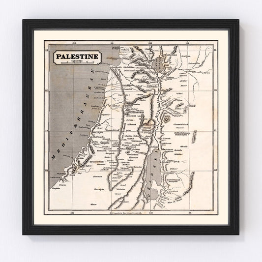 Vintage Map of Palestine, 1848