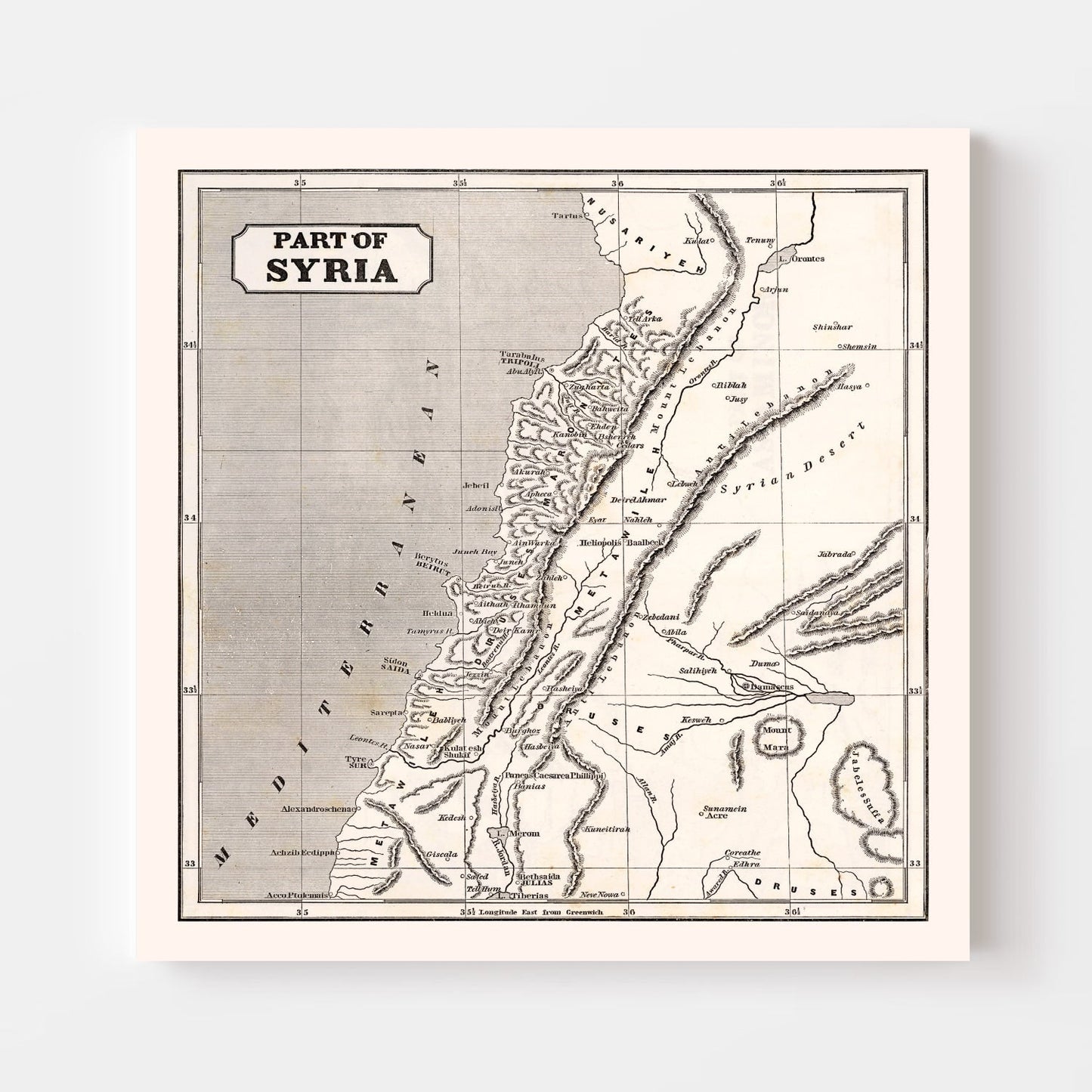 Vintage Map of Syria 1848