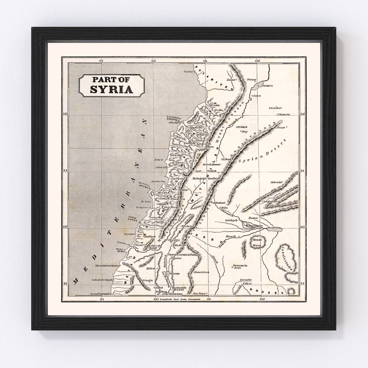 Vintage Map of Syria 1848