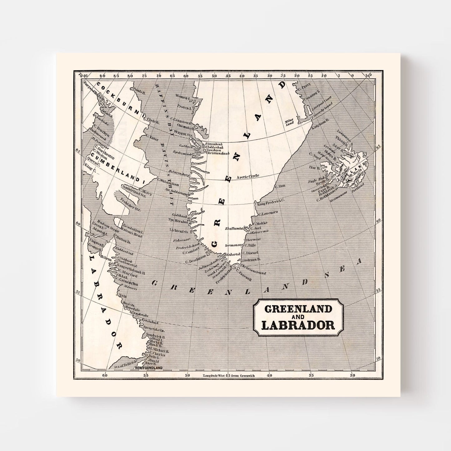 Vintage Map of Greenland 1848