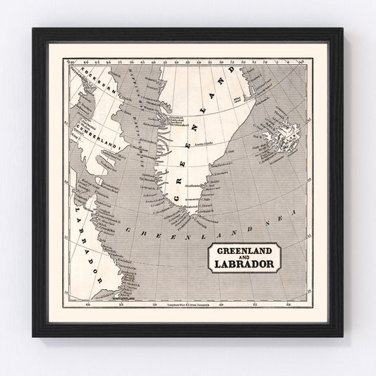 Vintage Map of Greenland 1848