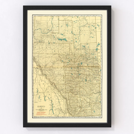 Vintage Map of Alberta Canada, 1924