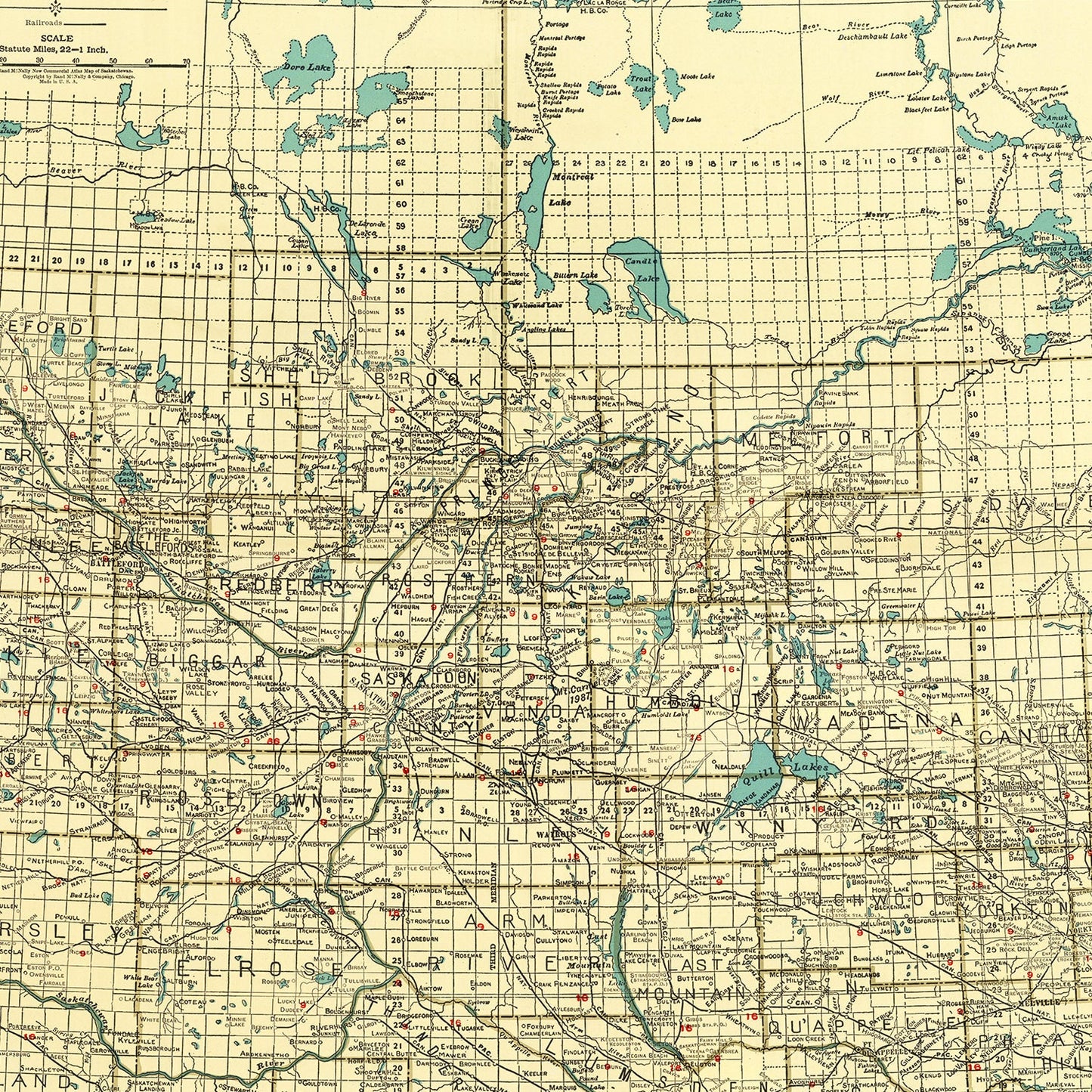 Vintage Map of Saskatchewan Canada, 1924