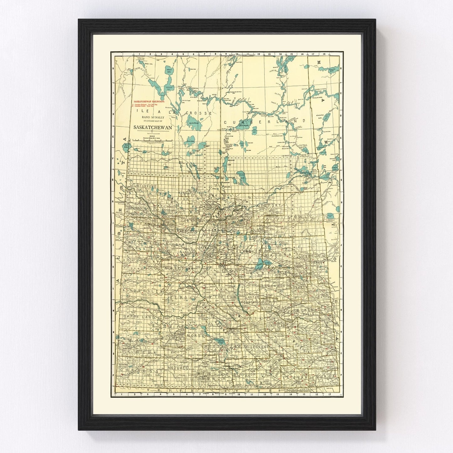 Vintage Map of Saskatchewan Canada, 1924