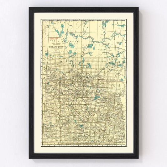 Vintage Map of Saskatchewan Canada, 1924