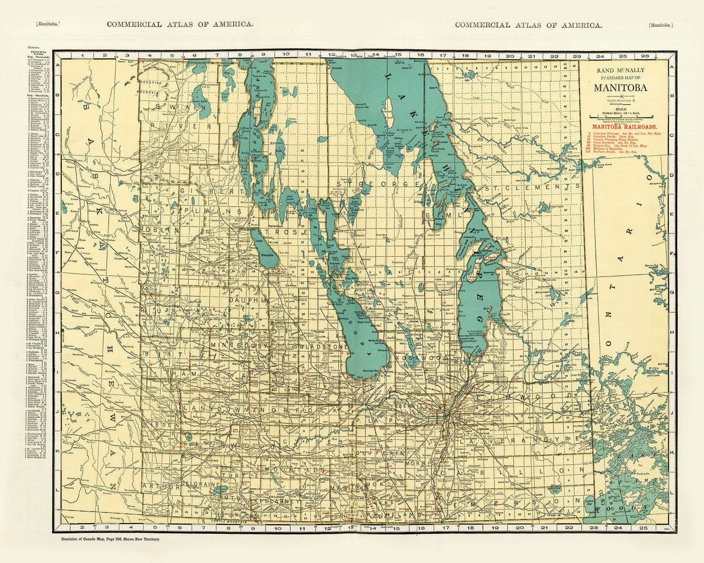 Vintage Map of Manitoba Canada, 1924
