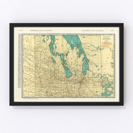 Vintage Map of Manitoba Canada, 1924