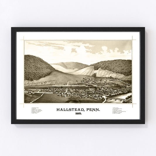 Vintage Map of Hallstead, Pennsylvania 1887