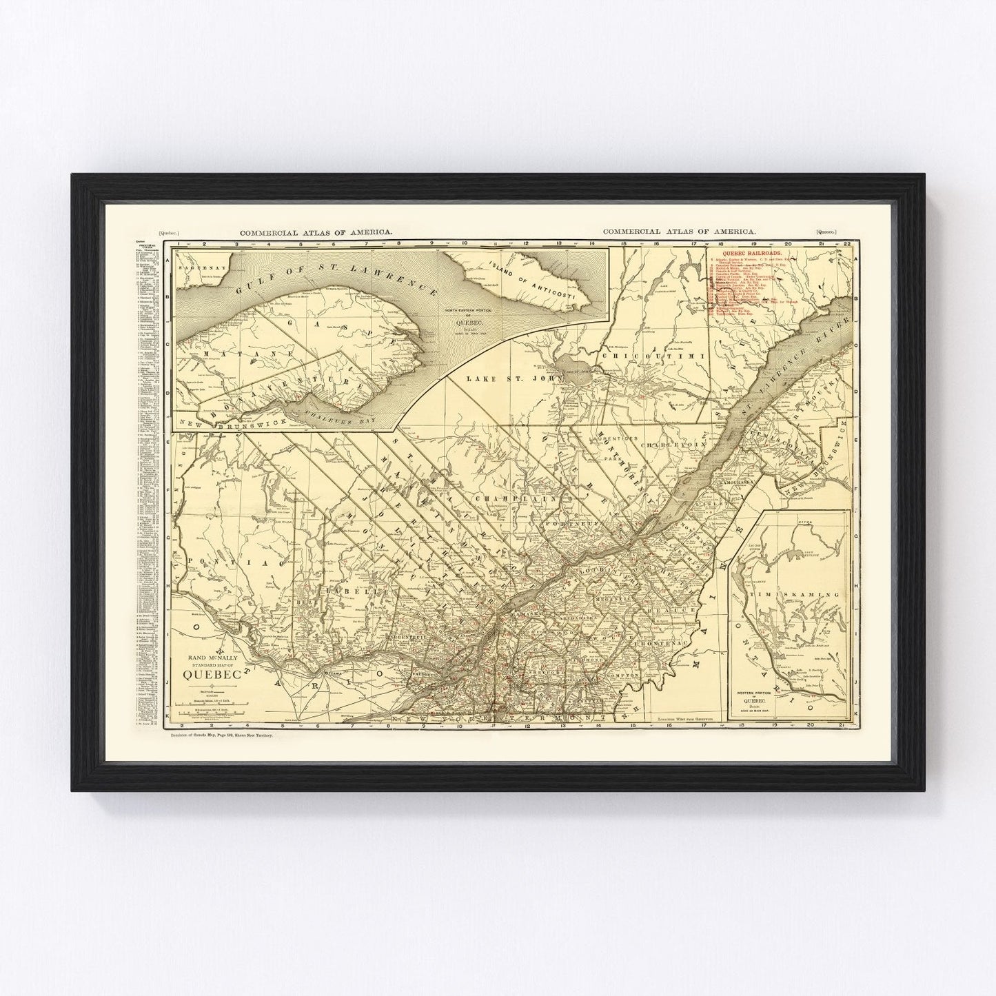 Vintage Map of Quebec Canada, 1924