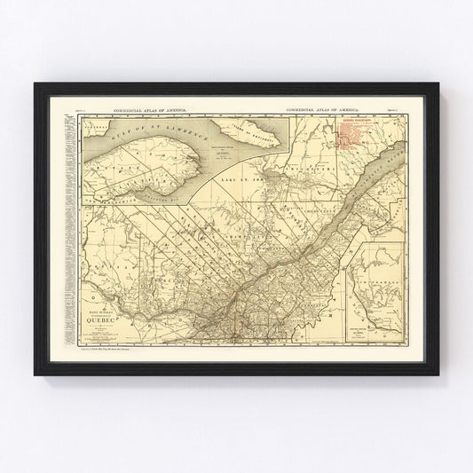 Vintage Map of Quebec Canada, 1924