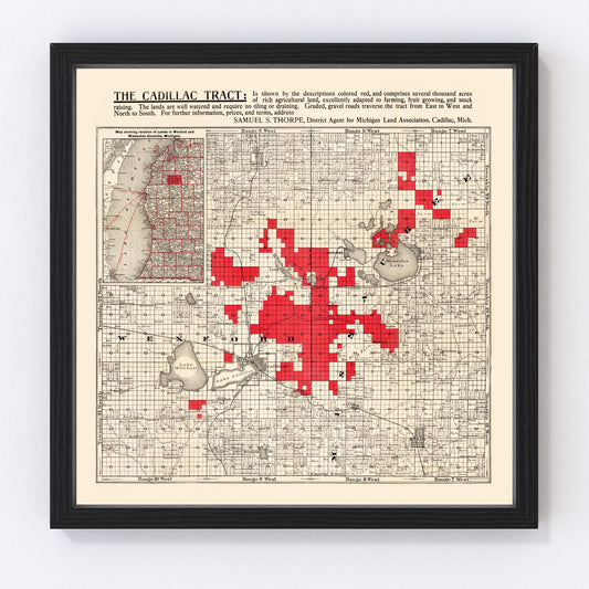 Vintage Map of Cadillac Tract, 1900