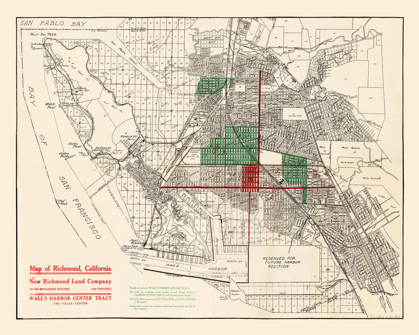 Vintage Map of Richmond, California 1910