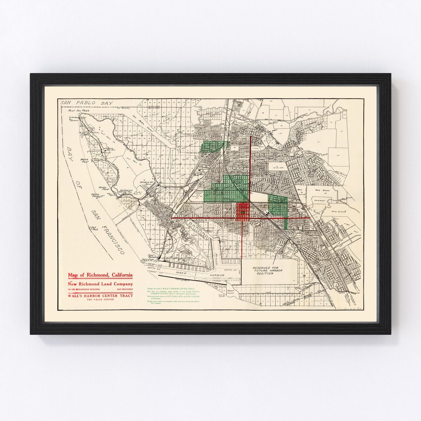 Vintage Map of Richmond, California 1910