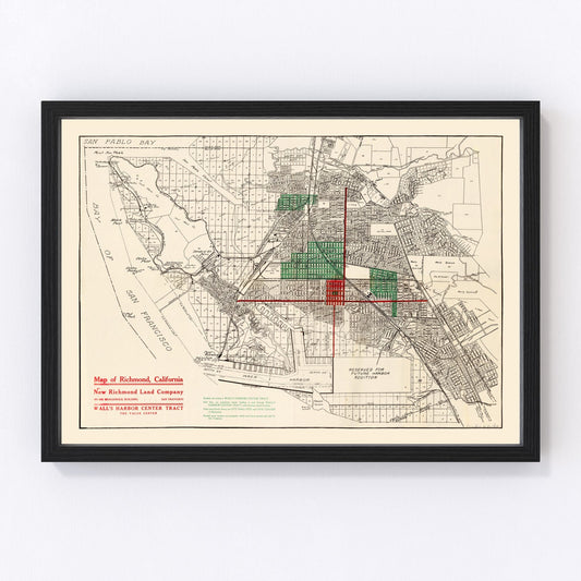 Vintage Map of Richmond, California 1910