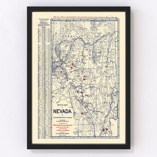 Vintage Map of Nevada 1906