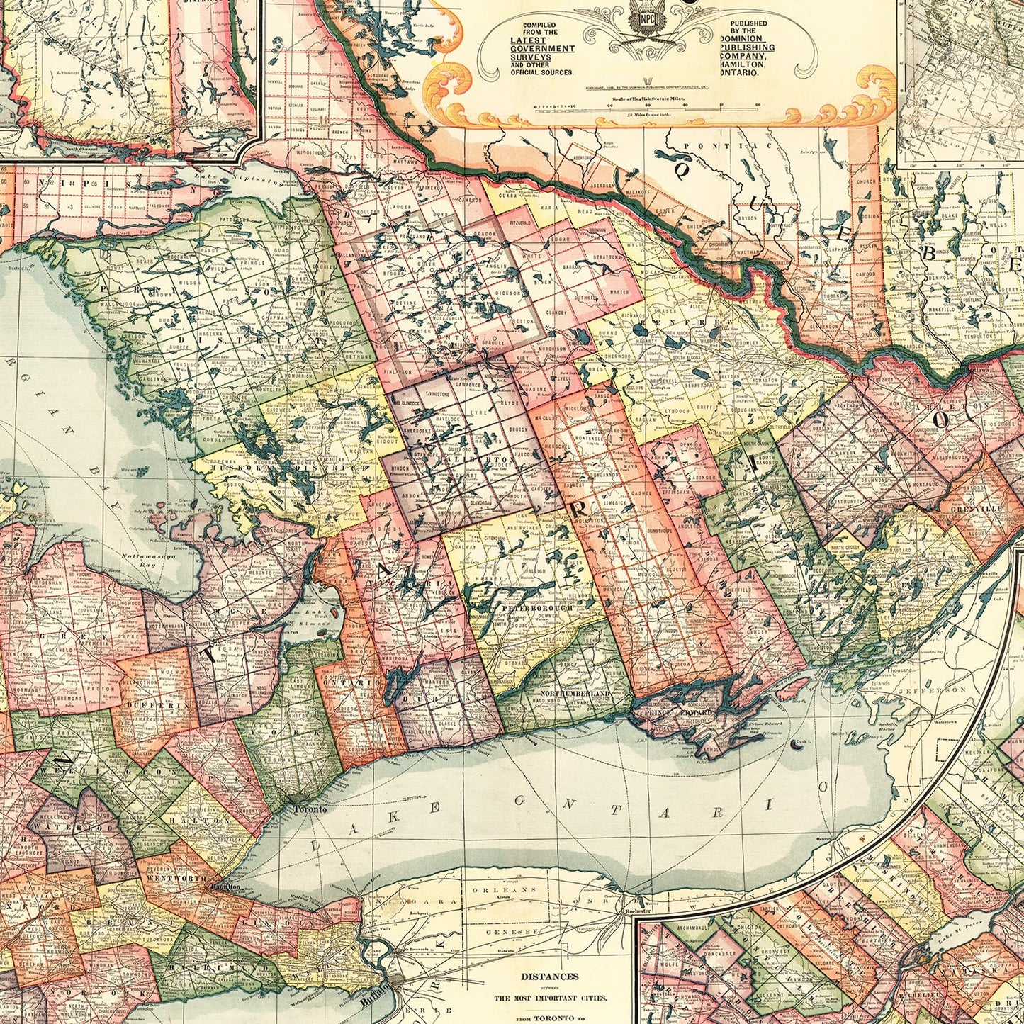 Vintage Map of Ontario, 1899