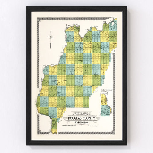 Vintage Map of Douglas County, Washington 1915