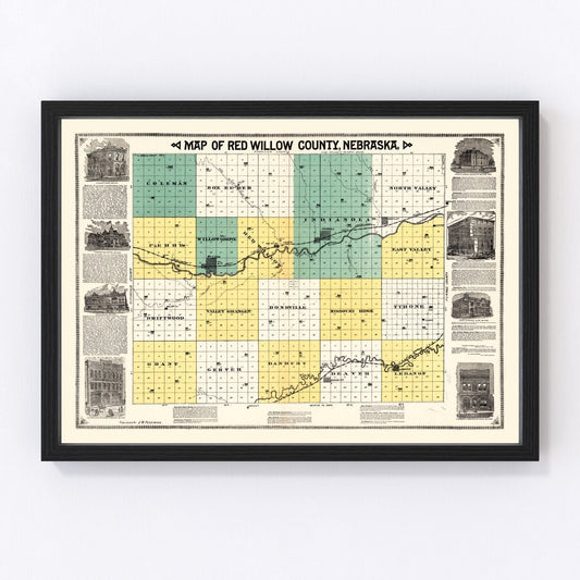 Vintage Map of Red Willow County, Nebraska 1890