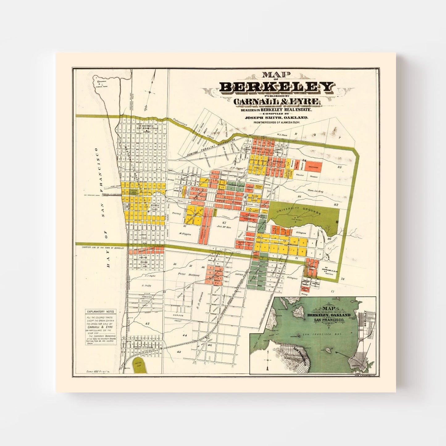 Vintage Map of Berkeley, California 1880