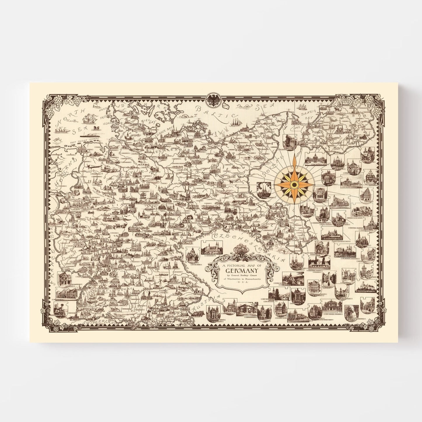 Vintage Map of Germany 1935
